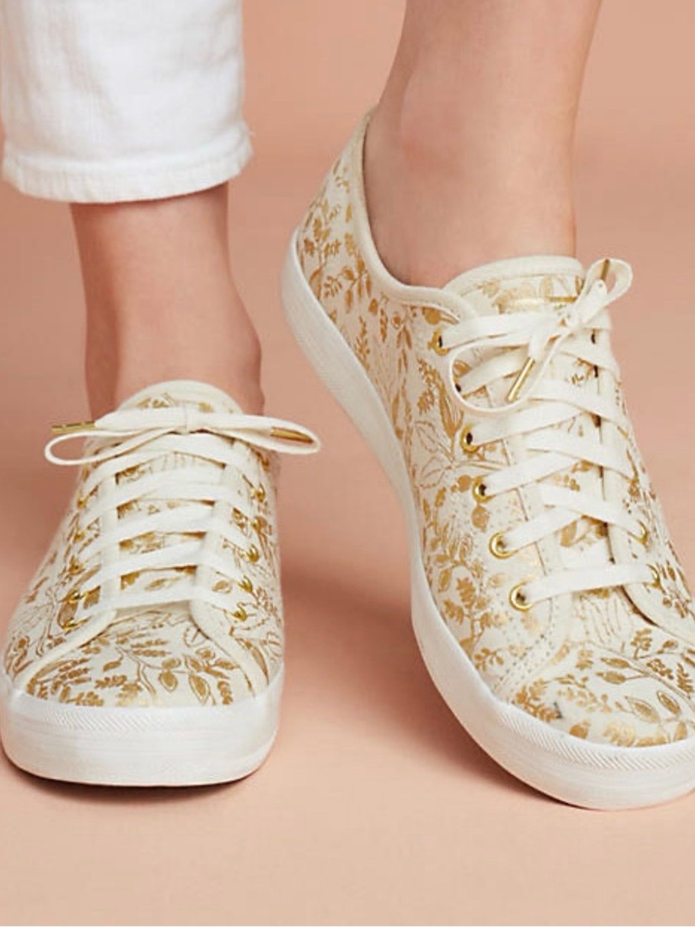 Keds “Rifle Paper Co.”Gold Floral Sneakers size 8.5